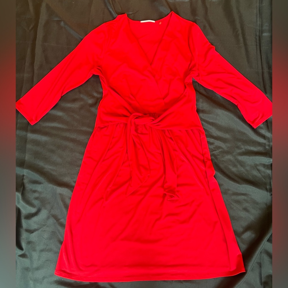 Tahari Red Dress with Attached Tie